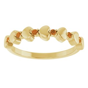 14K Yellow Gold Natural Citrine Heart Stackable Ring