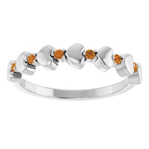 Sterling Silver Natural Citrine Heart Stackable Ring