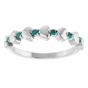 14K White Gold Natural Alexandrite Heart Stackable Ring