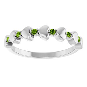 Platinum Natural Peridot Heart Stackable Ring