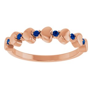 14K Rose Gold Natural Blue Sapphire Heart Stackable Ring