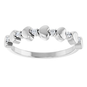 14K White Gold .08 CTW Natural Diamond Heart Stackable Ring