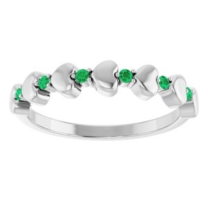 Platinum Natural Emerald Heart Stackable Ring