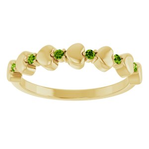 14K Yellow Gold Natural Peridot Heart Stackable Ring