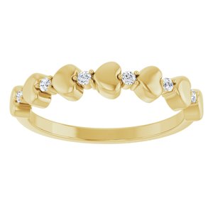 14K Yellow Gold .08 CTW Natural Diamond Heart Stackable Ring