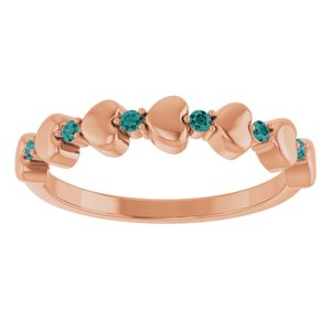 14K Rose Gold Natural Alexandrite Heart Stackable Ring