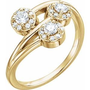 14K Yellow Gold 3/8 CTW Natural Diamond Three-Stone Ring