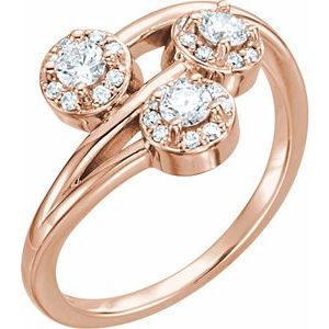 14K Rose Gold 3/8 CTW Natural Diamond Three-Stone Ring