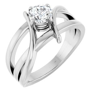 14K White Gold 1/2 CT Natural Diamond Ring