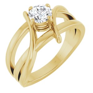14K Yellow Gold 1/2 CT Natural Diamond Ring