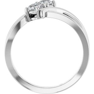 14K White Gold 1/2 CTW Natural Diamond Two-Stone Ring
