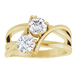 14K Yellow Gold 1 CTW Lab-Grown Diamond Two-Stone Ring
