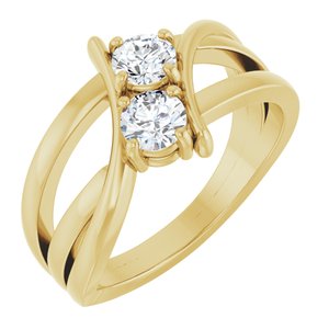 14K Yellow Gold 1/2 CTW Natural Diamond Two-Stone Ring