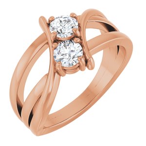 14K Rose Gold 1/2 CTW Natural Diamond Two-Stone Ring