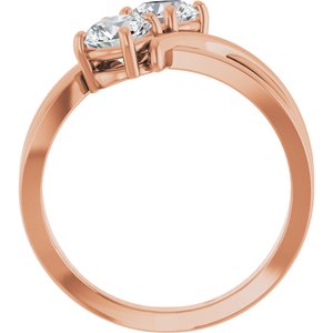 14K Rose Gold 1 CTW Natural Diamond Two-Stone Ring