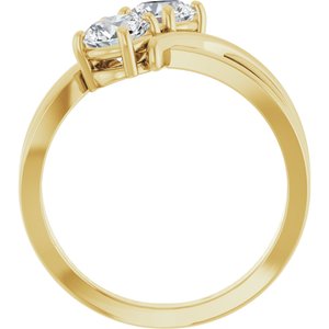 14K Yellow Gold 1 CTW Natural Diamond Two-Stone Ring