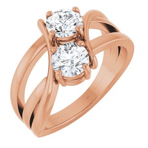 14K Rose Gold 1 CTW Lab-Grown Diamond Two-Stone Ring
