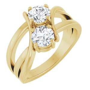 14K Yellow Gold 1 CTW Natural Diamond Two-Stone Ring