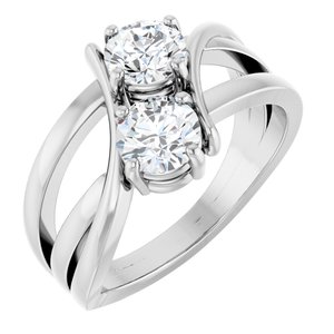 Platinum 1 CTW Natural Diamond Two-Stone Ring