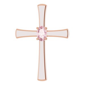 Natural Pink Morganite Cross Pendant