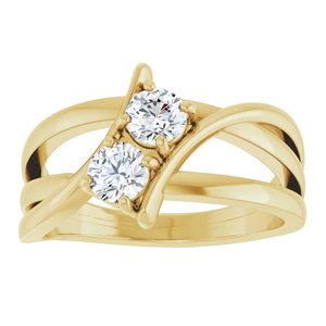 14K Yellow Gold 1/2 CTW Lab-Grown Diamond Two-Stone Ring