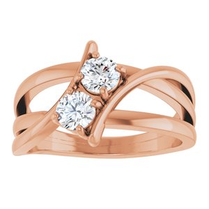 14K Rose Gold 1/2 CTW Lab-Grown Diamond Two-Stone Ring