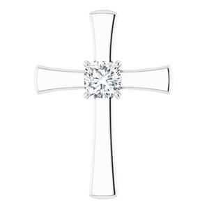 10K White Gold  6 mm Cushion Pendant Mounting