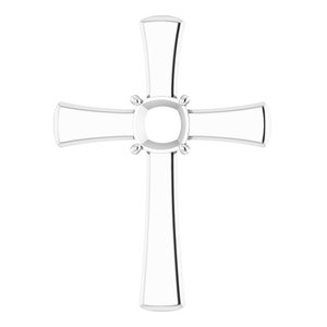 14K White Gold  6 mm Cushion Pendant Mounting – image 2