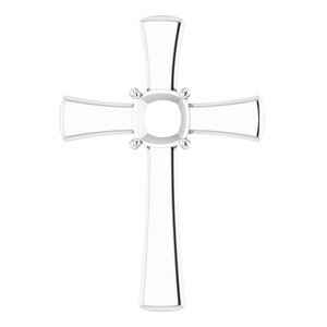 14K White Gold  7 mm Cushion Pendant Mounting – image 2