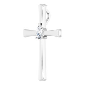 14K White Gold  5x3 mm Pear Pendant Mounting – image 3