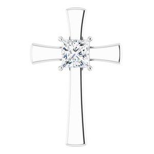 14K X1 White Gold  7.5 mm Square Pendant Mounting