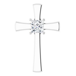 14K White Gold  6.5 mm Square Pendant Mounting