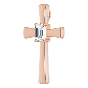 14K Rose Gold  8x6 mm Emerald Pendant Mounting – image 3