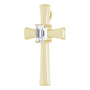 14K Yellow Gold  8x6 mm Emerald Pendant Mounting – image 3