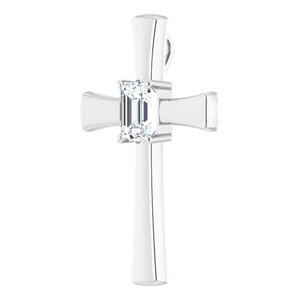 14K X1 White Gold  8x6 mm Emerald Pendant Mounting – image 3