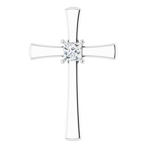 14K X1 White Gold  4 mm Square Pendant Mounting