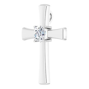 10K White Gold  6 mm Cushion Pendant Mounting – image 3