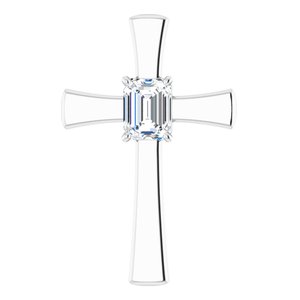 14K White Gold  9x7 mm Emerald Pendant Mounting