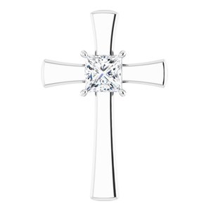 14K White Gold  7 mm Square Pendant Mounting