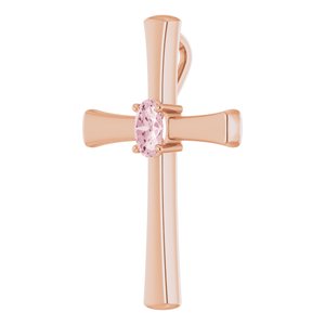Natural Pink Morganite Cross Pendant