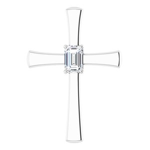 18K White Gold  6x4 mm Emerald Pendant Mounting