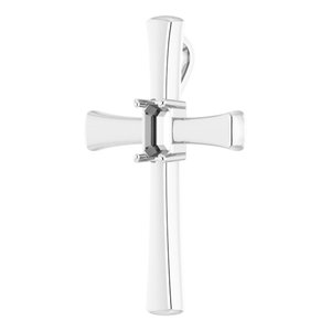 14K X1 White Gold  6x4 mm Emerald Pendant Mounting – image 4