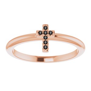 14K Rose Gold .04 CTW Natural Black Diamond Stackable Cross Ring