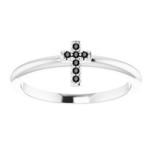 Sterling Silver .04 CTW Natural Black Diamond Stackable Cross Ring