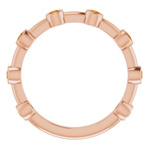 14K Rose Gold Natural Citrine Bezel-Set Bar Ring
