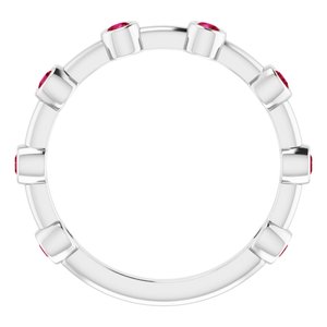 Sterling Silver Natural Ruby Bezel-Set Bar Ring