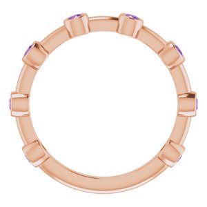 14K Rose Gold Natural Amethyst Bezel-Set Bar Ring