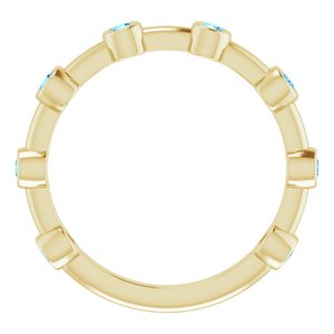 14K Yellow Gold Natural Aquamarine Bezel-Set Bar Ring