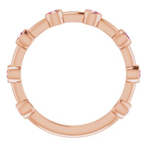 14K Rose Gold Natural Pink Tourmaline Bezel-Set Bar Ring