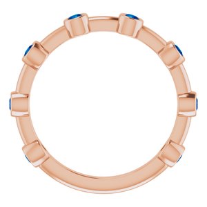 14K Rose Gold Natural Blue Sapphire Bezel-Set Bar Ring